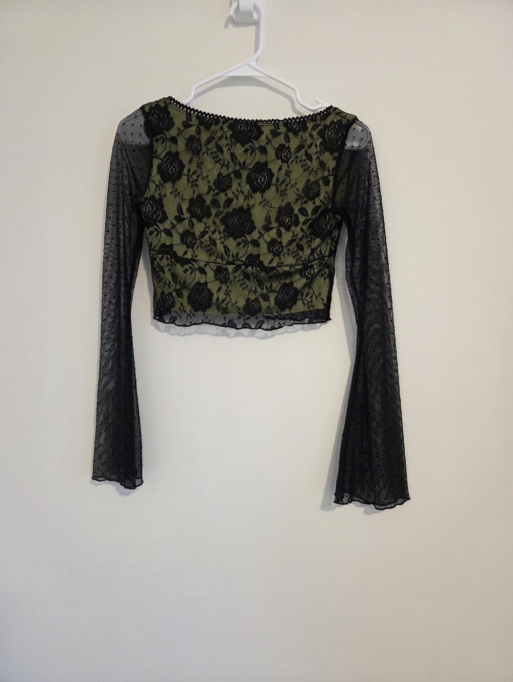 Dolls Kill Delia's Off The Path Black Lace Crop Top NEW - Picture 5 of 9